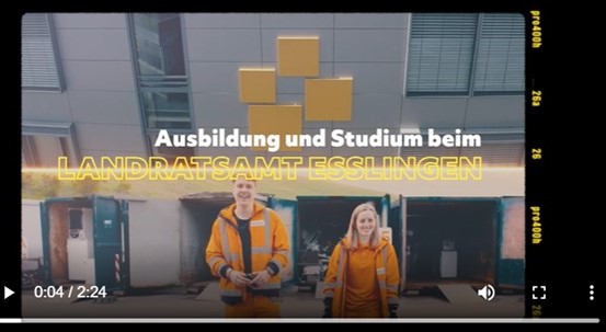 Youtube: Imagefilm über Ausbildungsmöglichkeiten beim Landratsamt Esslingen Youtube: Imagefilm über Ausbildungsmöglichkeiten beim Landratsamt Esslingen