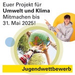 Logo zum Jugendwettbewerb und Link zum Flyer