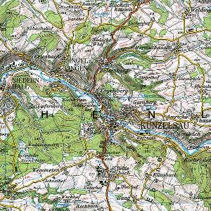 Landkartenausschnitt einer Topographischen Karte