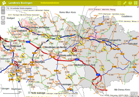 Karte mit den Straßenbaumaßnahmen im Landkreis